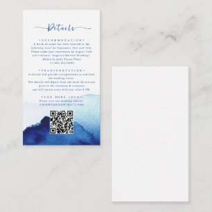 Carte D'accompagnement Modern Watercolor Indigo Blue Mariage Détails