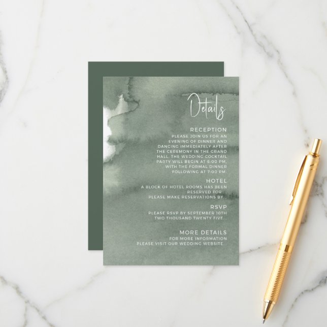 Carte D'accompagnement Modern wedding Enclosure Card  Details. (Devant/Arrière en situation)