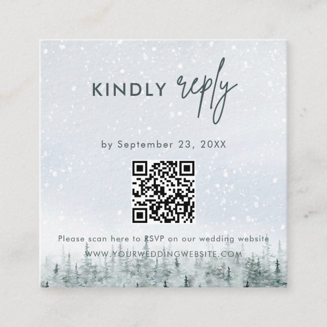 Carte D'accompagnement Modern Winter Forest Wedding RSVP Card (Devant)