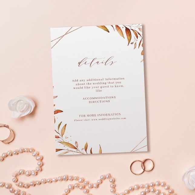 Carte D'accompagnement Moderne Automne vert Mariage géométrique Rustique (Modern Fall Greenery Geometric Rustic Wedding Enclosure Card)