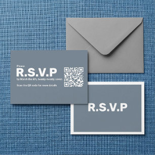 Carte D'accompagnement Moderne Bleu grand RSVP QR Code Mariage