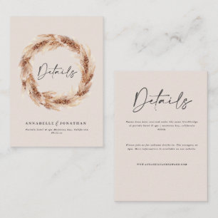 Carte D'accompagnement Moderne boho grange pampas herbe détails mariage