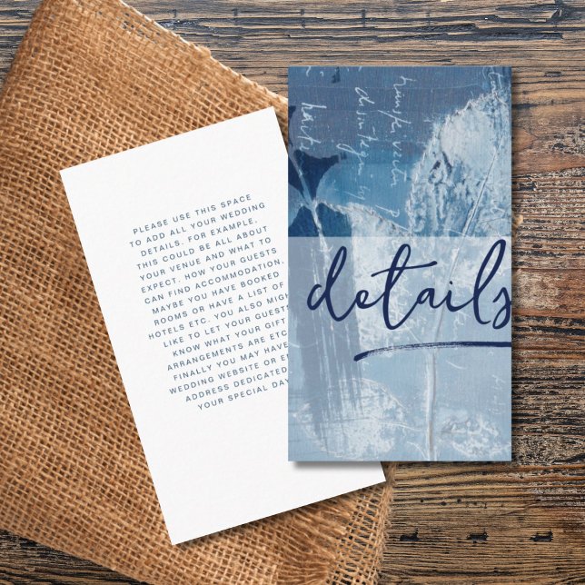 Carte D'accompagnement Moderne Botanique Cyan Blue Détails Mariage (Créateur téléchargé)