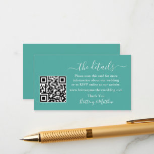 Carte D'accompagnement Moderne Calligraphie Mariage Détails Site web QR T