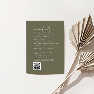 Carte D'accompagnement Moderne Chic Olive Green Mariage Événements Week-e