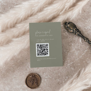 Carte D'accompagnement Moderne Chic Sage Vert QR Code RSVP