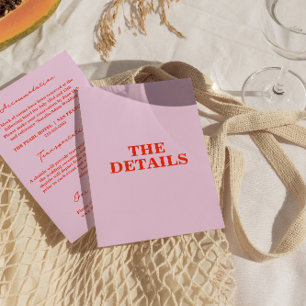 Carte D'accompagnement Moderne coloré Bold Retro Funky Mariage Détails