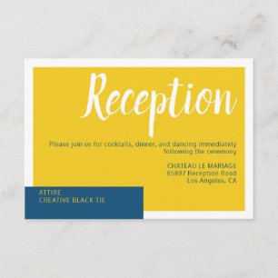 Carte D'accompagnement Moderne Contemporain bleu & jaune mariage minimal
