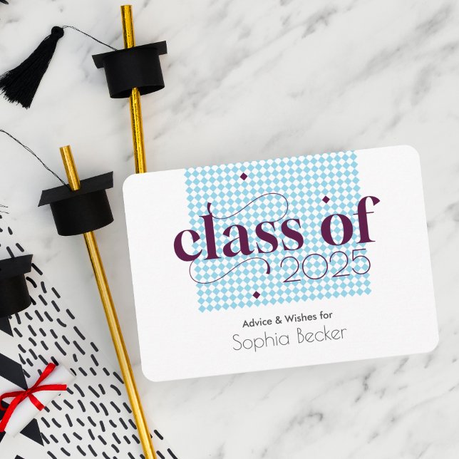 Carte D'accompagnement Moderne Elegant Blue Graduation Cap Motif (Créateur téléchargé)