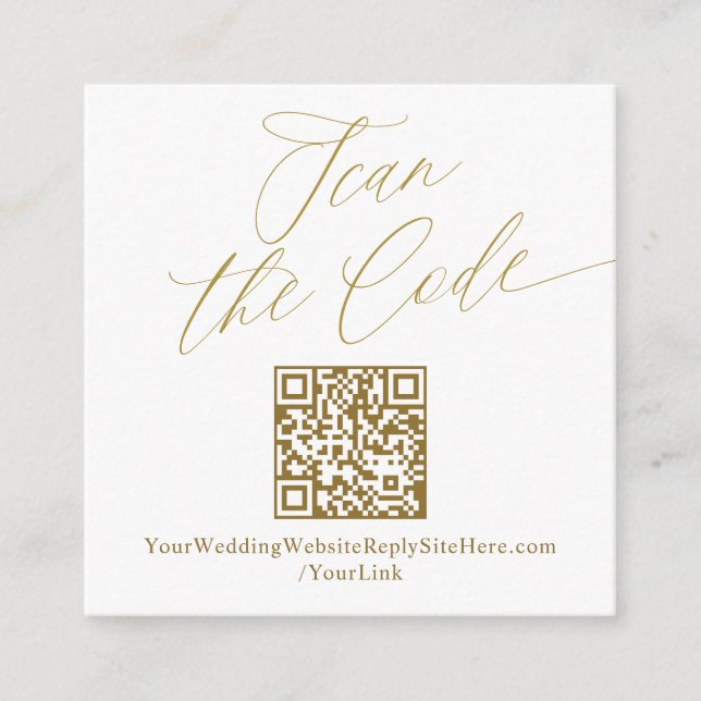 Carte D'accompagnement Moderne Elegant Gold QR Code site Mariage (Devant)