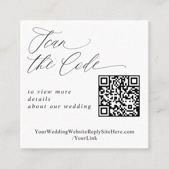Carte D'accompagnement Moderne Elegant QR Code site Mariage (Devant)