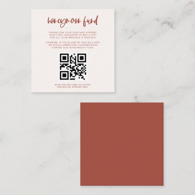 Carte D'accompagnement Moderne élégant rose neige Honeymoon fund Code QR (Devant / Derrière)