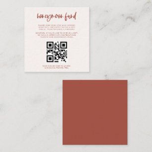 Carte D'accompagnement Moderne élégant rose neige Honeymoon fund Code QR