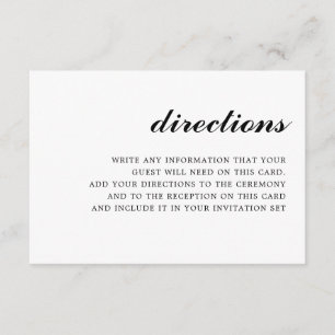 Carte D'accompagnement Moderne Élégant Simple Mariage Directions Noir