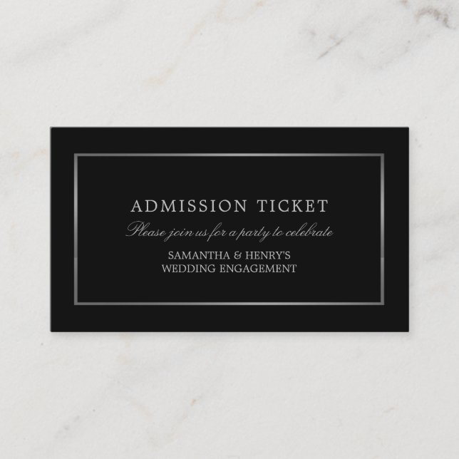 Carte D'accompagnement Moderne et élégant, noir & argent, billet d'entrée (Devant)