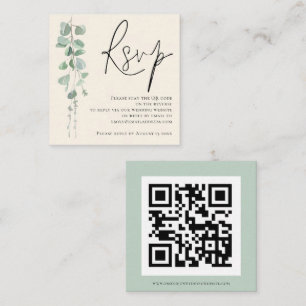 Carte D'accompagnement Moderne Eucalyptus ivoire Sage QR Code Mariage RSV