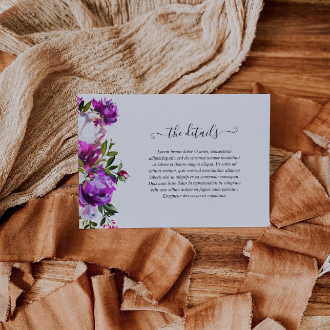 Carte D'accompagnement Moderne Floral Vibrant Gras brillant violet Mariag (Créateur téléchargé)