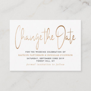 Carte D'accompagnement Moderne Gold Foil Script Modifier La Date
