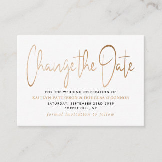 Carte D'accompagnement Moderne Gold Foil Script Modifier La Date