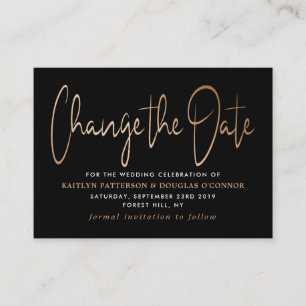 Carte D'accompagnement Moderne Gold Foil Script Modifier La Date