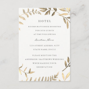 Carte D'accompagnement Moderne Gold Leaf Mariage Hôtel Hébergement