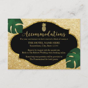Carte D'accompagnement Moderne Gold Pineapple Beach Mariage Hébergement
