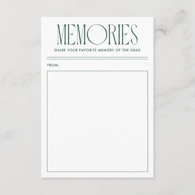 Carte D'accompagnement Moderne Green Favorite Memory Graduate (Devant)