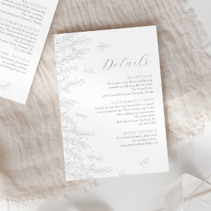 Carte D'accompagnement Moderne Gris minimaliste Feuille Détails Mariage