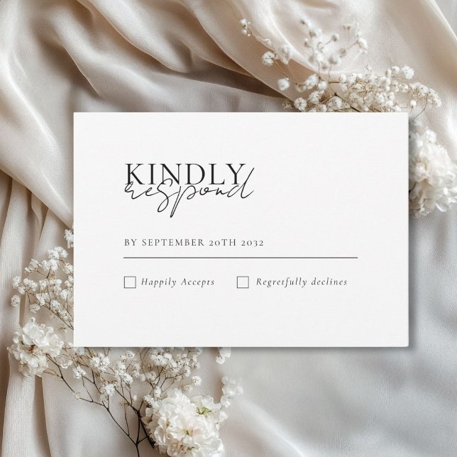 Carte D'accompagnement Moderne, minimal, blanc, QR Code Mariage RSVP (Modern, Minimal, White, QR Code Wedding RSVP Enclosure Card)