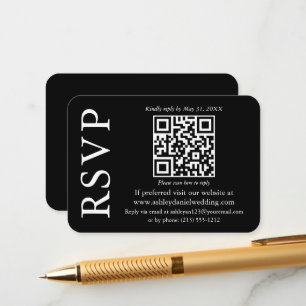 Carte D'accompagnement Moderne minimaliste élégant Mariage QR noir RSVP