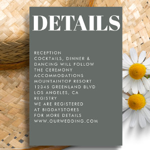 Carte D'accompagnement Moderne minimaliste Gris Gras Mariage de typograph