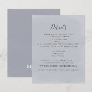 Carte D'accompagnement Moderne minimaliste Mariage bleu simple Détails