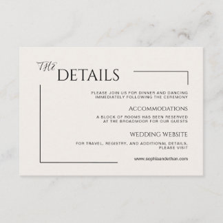 Carte D'accompagnement Moderne Minimaliste Mariage Editorial Ivoire