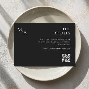 Carte D'accompagnement Moderne minimaliste Mariage noir et blanc