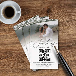 Carte D'accompagnement moderne minimaliste rsvp qr code photo mariage