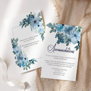 Carte D'accompagnement Moderne Pastel Blue Watercolor Rose Mariage