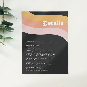 Carte D'accompagnement Moderne Retro 70's Rainbow Dark Détails