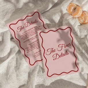 Carte D'accompagnement Moderne rose gras Funky Retro Chic Détails Mariage