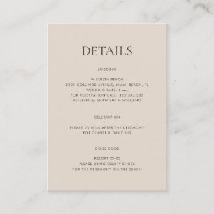 Carte D'accompagnement Moderne simple Monogramme Sand Mix & Match Mariage