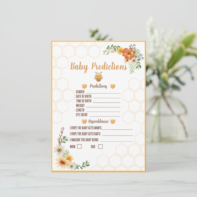 Carte D'accompagnement Mommy to Bee Baby shower Predictions jeu (Debout devant)