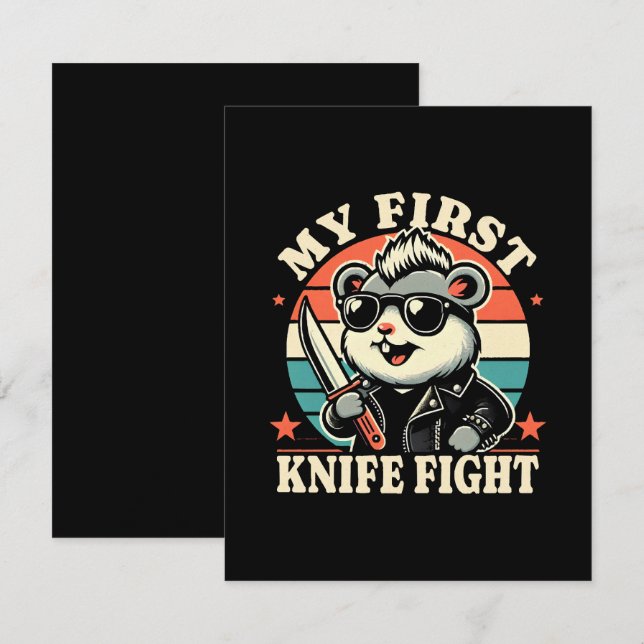 Carte D'accompagnement Mon Premier Combat au Couteau - Hamster Cool (Devant / Derrière)