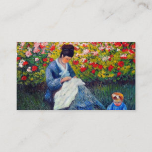 Carte D'accompagnement Monet mère et enfant dans le jardin