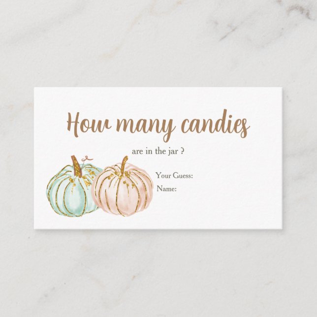 Carte D'accompagnement Monnaie et Pêche Citrouille Combien de bonbons (Devant)