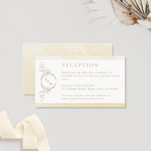 Carte D'accompagnement Monogram Champagne Watercolor Wedding