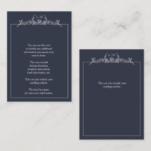 Carte D'accompagnement Monogram Navy Blue Floral Frontière Détails du Mar