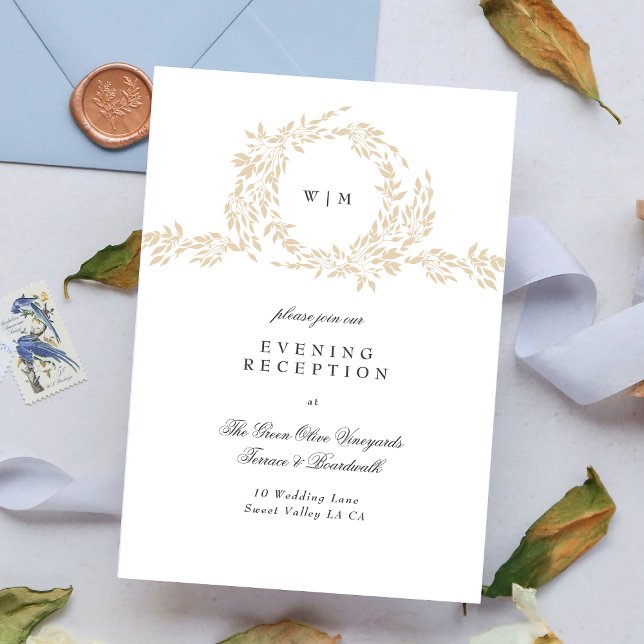 Carte D'accompagnement Monogramme Blush Crest Elégante Réception De Maria (Créateur téléchargé)