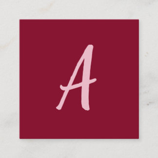 Carte D'accompagnement Monogramme de calligraphie rouge Bourgogne