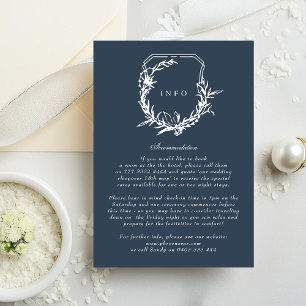 Carte D'accompagnement monogramme floral bleu marine classique