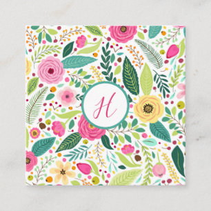 Carte D'accompagnement Monogramme floral brillant