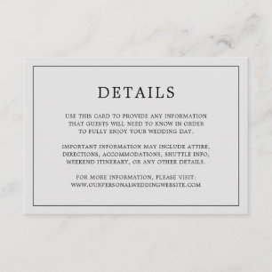 Carte D'accompagnement Monogramme gris clair simple Mariage élégant